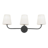 Dainolite Eleanor 3 Light Vanity Light Matte Black White Opal Glass Lamp