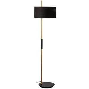 Dainolite Fitzgerald 1 Light Floor Lamp Matte Black & Aged Brass Bk Shade