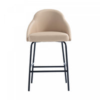 Gracie Modern Metal Upholstered Counter Stool in Tan and Black Bar Stool