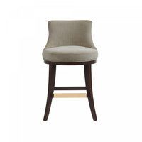 Lucia Modern Wood Chenille Counter Stool in Taupe Bar Stool