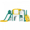 Qaba Toddler Slide, 7 in 1 Kids Slide with Climber, Basketball Hoop, Telescope, Drawing Board, Storage Box, Indoor Outdoor Playground, Gifts for Boys Girls Ages 1-3, Yellow