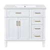 Michael 36\" Bathroom Vanity With Ceramic Sink, Soft-close Doors, And Four Storage Drawers - White