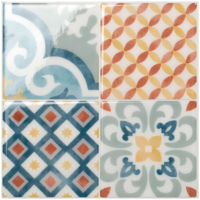 Smart Tiles Peel and Stick 4-Sheet 9 x 9 Backsplash - Vintage Almada