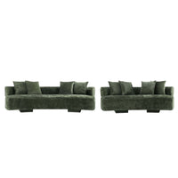 Verandah Mid-Century Modern 2-Piece Sofa Set in Olive Green