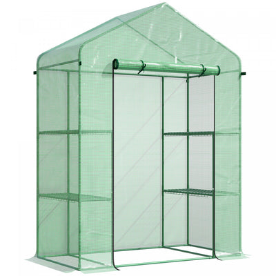 Outsunny 56" X 29" X 77" Mini Greenhouse, Walk-in Greenhouse, Garden Hot House With 4 Shelves, Roll-|Outsunny Mini Serre, Serre De Jardin Avec 4 Etageres, Porte A Enroulement