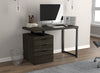 Computer Desk Study Desk For Home Office, Gaming Room 47.25l Dark Grey Wood 3 Drawers Silver Metal Base