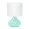 Ryley Glass Raindrop Table Lamp, Teal, 13.75"H | Ryley Lampe de table en verre motif gouttes de pluie, Sarcelle, 13,75 po H