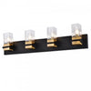 Dainolite Veronica 4 Light Vanity Light Matte Black/Aged Brass Clear Glass Lamp
