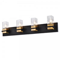 Dainolite Veronica 4 Light Vanity Light Matte Black/Aged Brass Clear Glass Lamp