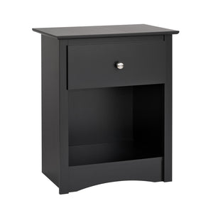 Jade 1-Drawer Tall Nightstand - Black|Table de nuit haute Jade à 1 tiroir - noire