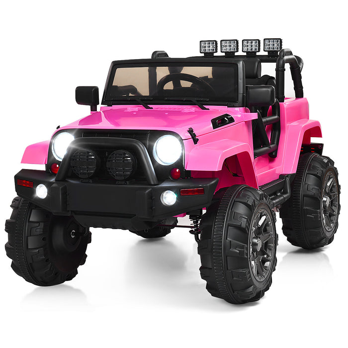 Costway 12v Kids Ride On Truck Car W/ Remote Control Mp3 Music Led Lights Pink