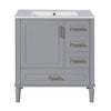 Emerson 30 Inch Bathroom Vanity with Ceramic Sink and Three Drawers, Grey | Emerson Meuble de salle de bain 30 pouces avec vasque en ceramique et trois tiroirs, Gris