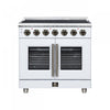 Forno Massimo 36 Inch French Door Electric range, 5 radiant burners, 5.36 cu.ft., White - FFSEL6955-36WHT Electric Range | Cuisiniere electrique Massimo de 36 po a portes francaises, 5 foyers, 5,36 pi³, blanc – FFSEL6955-36WHT