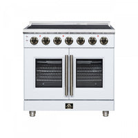 Forno Massimo 36 Inch French Door Electric range, 5 radiant burners, 5.36 cu.ft., White - FFSEL6955-36WHT Electric Range