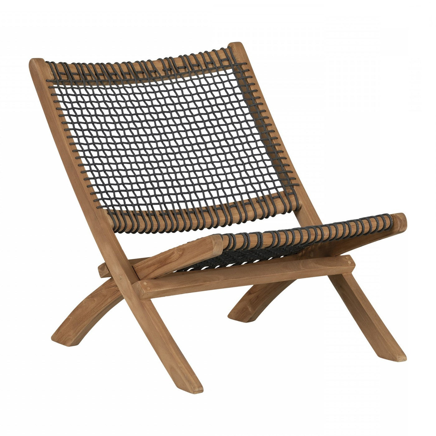 Agave Wood Woven Rope Lounge Chair – Natural/Grey
