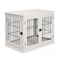 Pawhut 26'' Wooden Decorative Dog Cage Pet Crate Kennel With Double Door Entrance & A Simple Modern 