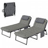 Outsunny 2 Pcs Folding Lounge Chairs, Reclining Tanning Chairs, Grey