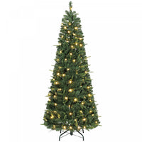 HOMCOM 6 ft Prelit Pop Up Christmas Tree, Collapsible Xmas Tree, Green