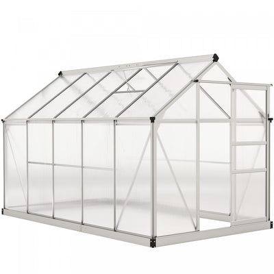 Outsunny Greenhouse, Walk-in Hot House, Clear Pc Board With Sliding Door|Outsunny Serre, Serre De Plain-pied Transparente Avec Porte Coulissante
