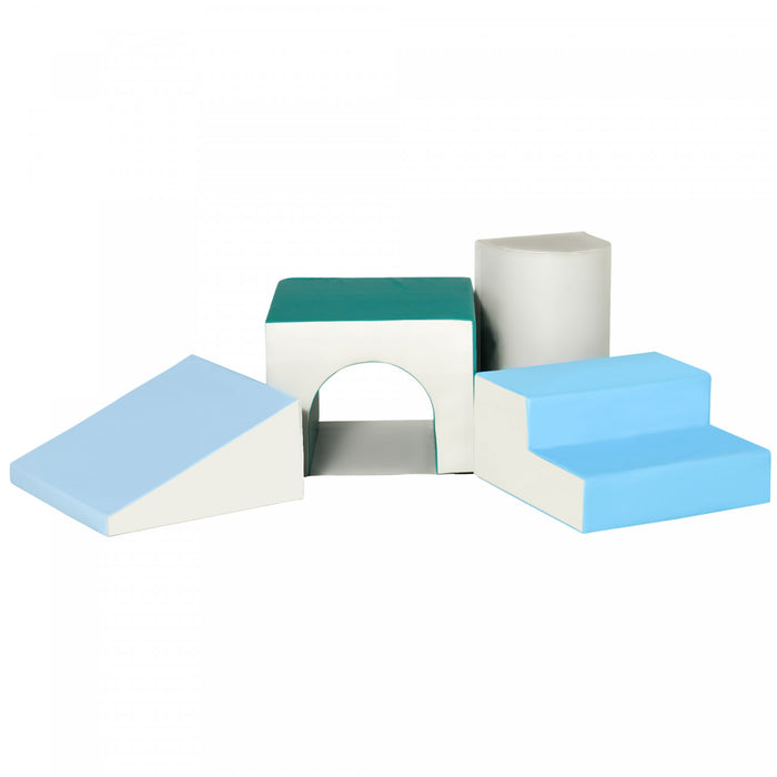 Qaba Foam Play Set For Toddlers And Children, Easy-to-clean 4 Piece Soft & Safe Kids Climbing Set For Crawling Or Sliding, Multicolor