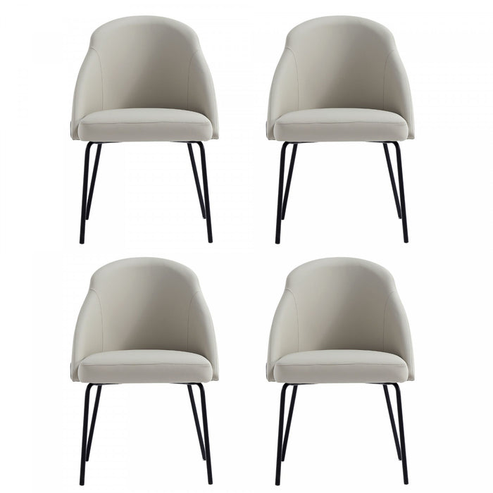 Gracie Modern Vegan Leather Metal Dining Chair in Stone Gray and Black - Set of 4
