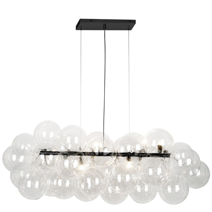 Dainolite Comet 10 Light Horizontal Pendant Matte Black Clear Glass Lamp