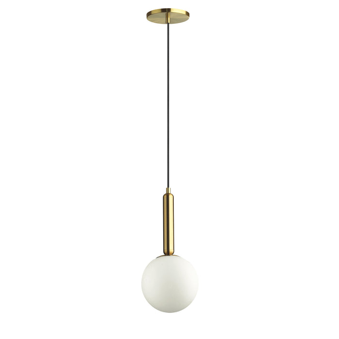 Dainolite Tara 1 Light Pendant Aged Brass White Glass Lamp