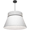 Dainolite Rochelle 1 Light Incandescent Pendant Matte Black White Ribbon Shade Lamp