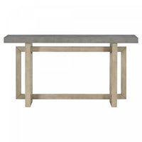 Ethan 59.1'' Triple Rectangle Design Painted Entryway Table with Pine Wood Legs,Grey Sofa Table  
