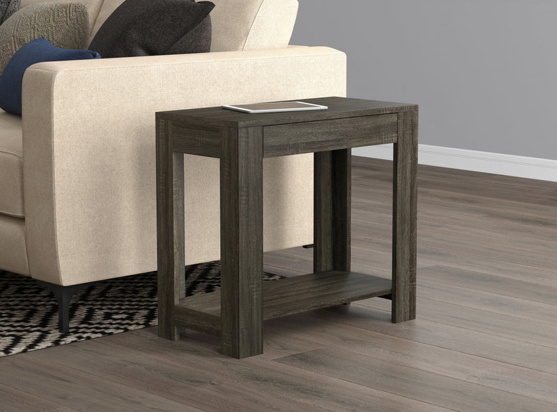 24” Classic Narrow Accent Table With Hidden Storage & Lower Shelf - Dark Grey 