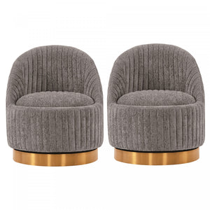 Leela Modern Chenille Swivel Lounge Chair in Gray - Set of 2 Accent Chair