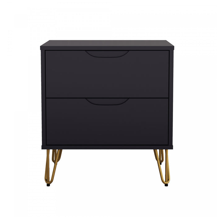 Avira Mid-Century Modern 20\" Nightstand in Black (2-Drawer)