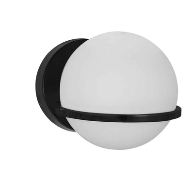 Dainolite Sofia 1 Light Wall Sconce Matte Black White Opal Glass Lamp|Applique murale Sofia de Dainolite en verre blanc opale, avec fini noir mat et 1 ampoule