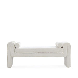 Concord Modern Glam Chenille Accent Bench in Ivory