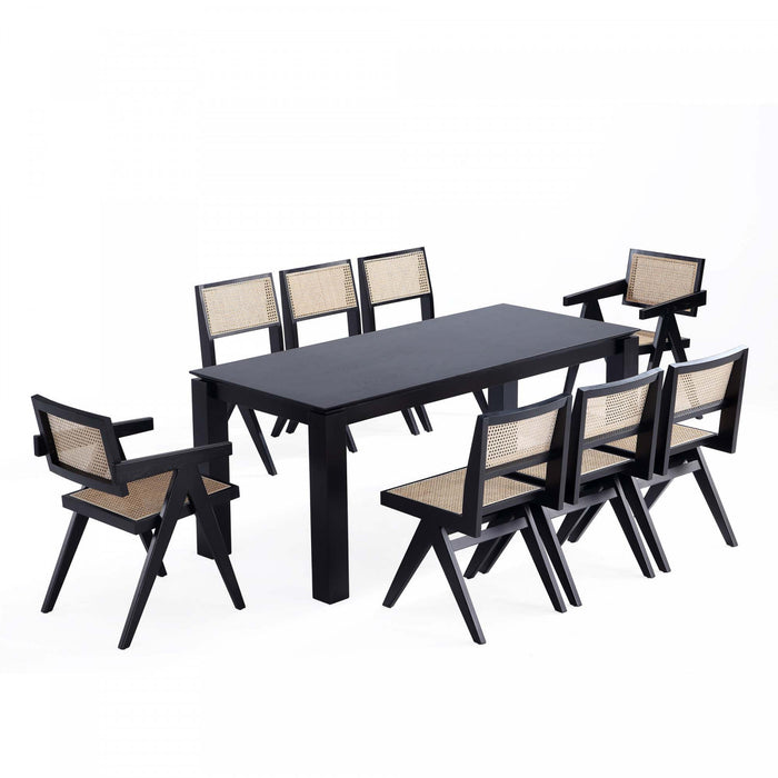 Hamlet and Rockaway Modern Industry Chic 9-Piece Dining Set in Black and Natural Dining Room Set