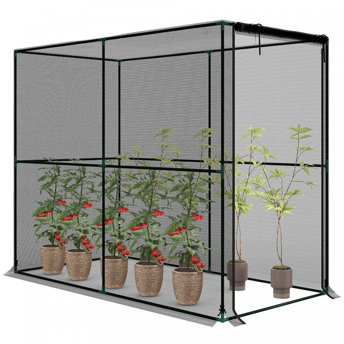 Outsunny Crop Cage, Large Plant Protection Tent with Zippered Door, Black