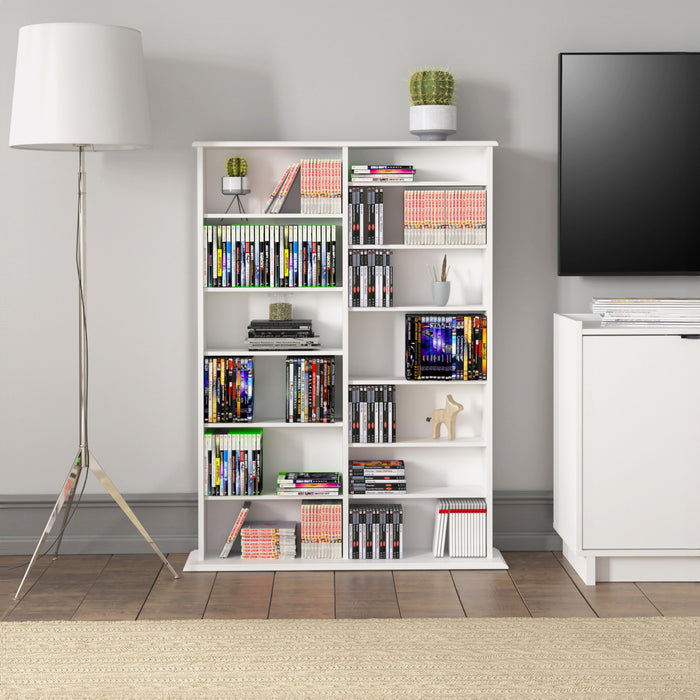 Prepac Double Width Wall Storage Bookcase - White