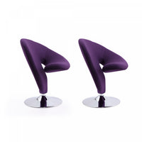 Curl Modern Wool Blend Swivel Lounge Chair in Purple - Set of 2 
