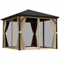 Outsunny Hardtop Gazebo Outdoor Aluminum Gazebo Canopy, Brown