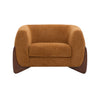 Tuxor Modern Upholstered Boucle Arm Chair with Tuxedo Design, Caramel, Walnut | Tuxor Fauteuil Moderne en Bouclette a Design Tuxedo, Caramel, Noyer