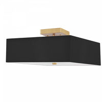 Dainolite Seren 3 Light Semi-flush Mount Aged Brass Black Shade Lamp
