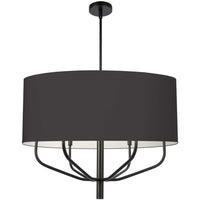 Dainolite Eleanor 6 Light Pendant Matte Black Black/White Shade Lamp