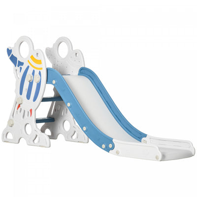 Qaba Toddler Slide Indoor For Kids 1.5-3 Years Old, Space Theme Climber Slide Playset, Blue|Qaba Toboggan D'interieur Pour Enfants De 1.5 A 3 Ans, Toboggan D'escalade Sur Le Theme De L'espace,