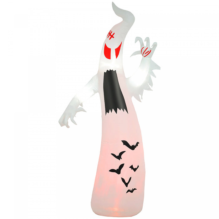 Outsunny 8ft Inflatable Halloween Ghost With Bats, Led Yard Display