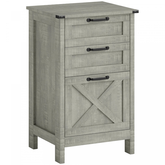 HOMCOM 3 Drawer File Cabinet Filing Cabinet for A4 Letter Size Stone Grey