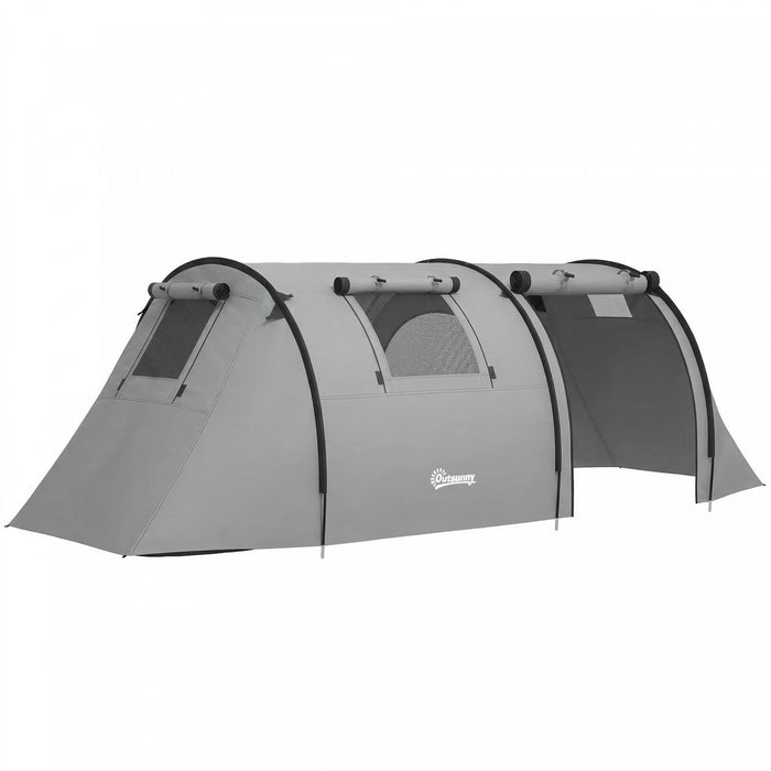 Outsunny 3-4 Person Camping Tent with 2 Rooms, Waterproof Family Tent