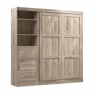 Bestar Pur Full Murphy Unit with Drawers 84-Inch Wall Bed - Rustic Brown