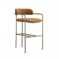 Serene Mid-Century Modern Metal Upholstered Counter Stool in Turmeric 