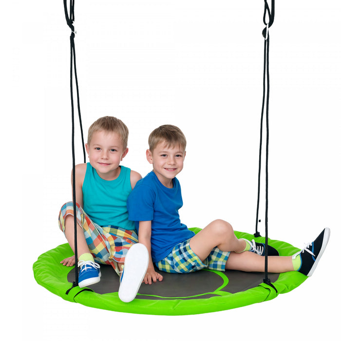 Outsunny 43.25\" Saucer Swing Giant Hanging Tree Swing, Nest Web Rope Seat, Adjustable Hanging Ropes for Indoor Outdoor Children 3-12 Years Old, Green