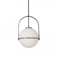 Dainolite Paola 1 Light Pendant Small Matte Black White Opal Glass Lamp